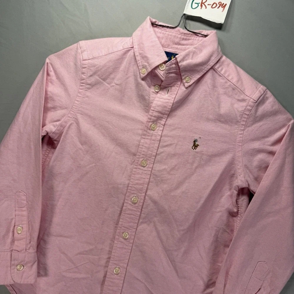 Ralph Lauren Dress Shirt Youth Small Pink Cotton Oxford Flesh Pony Long Sleeve